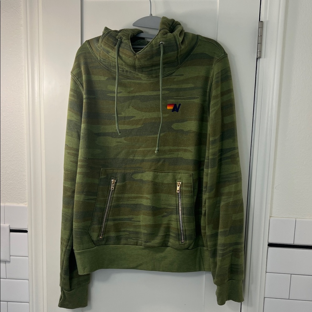 Aviator Nation Green Camouflage Hoodie with Logo
